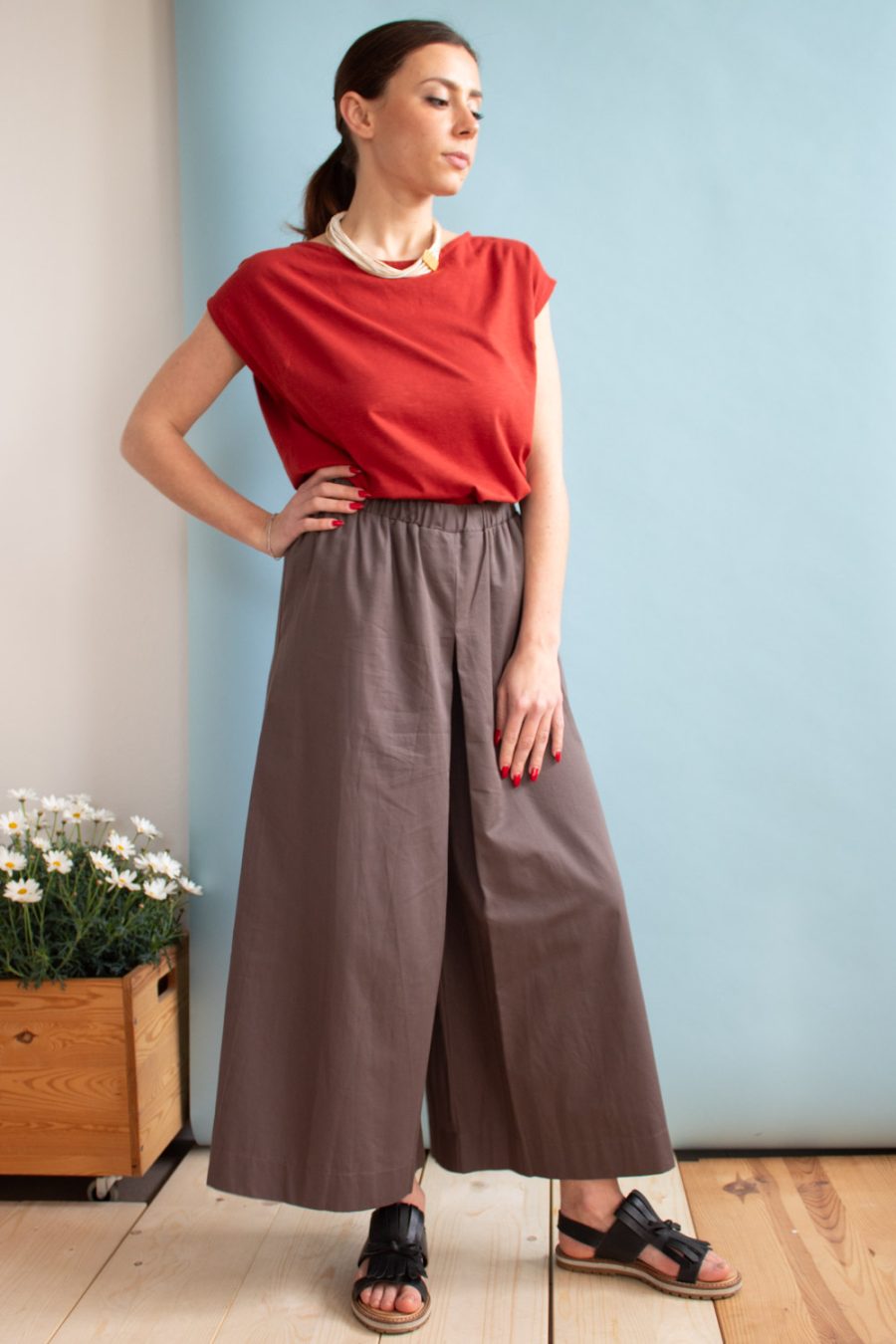 Pantalone Zoe in satin di cotone