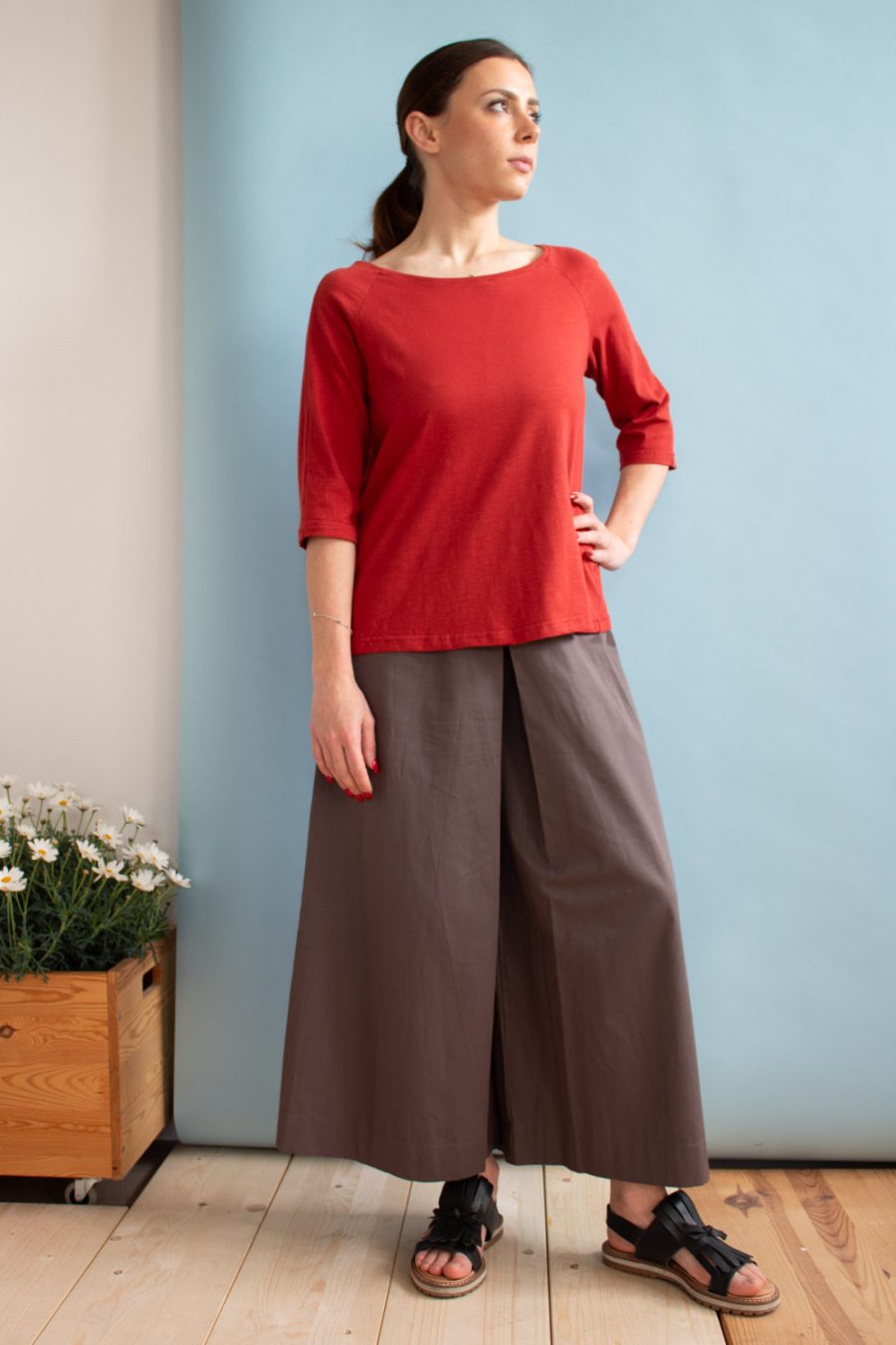 Pantalone Zoe in satin di cotone - immagine 3