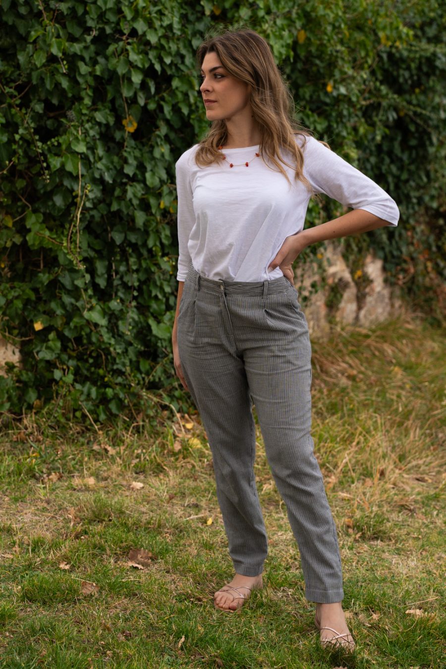 Pantalone Ambretta in cotone operato - immagine 3