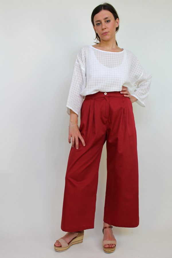 Pantalone Eileen in satin di cotone