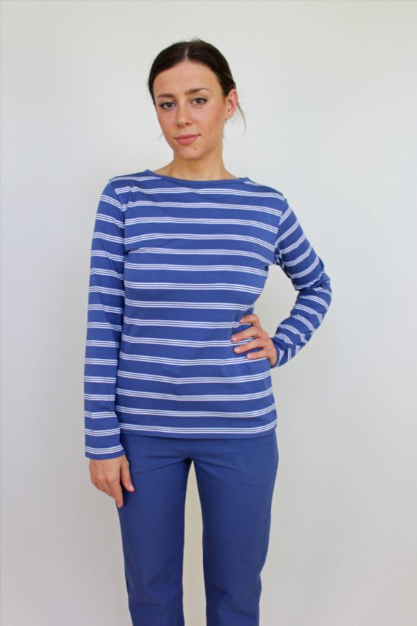 T-shirt Bateau in jersey di cotone biologico stretch