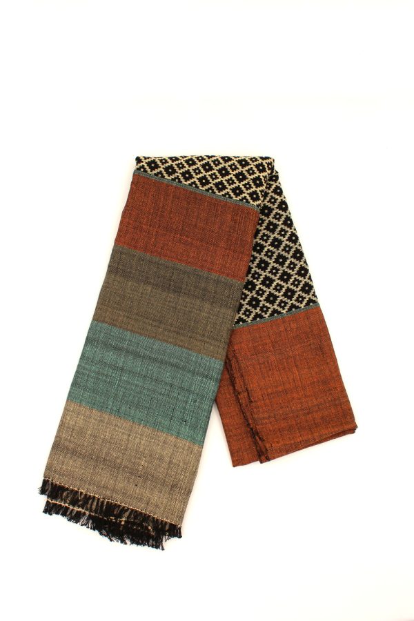 Sciarpa cotone jacquard motivo nido d'ape