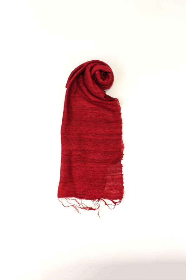 Sciarpa seta grezza rosso
