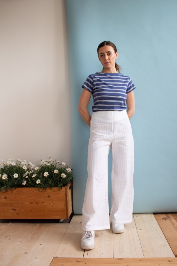 Pantalone Giada in cotone seersucker