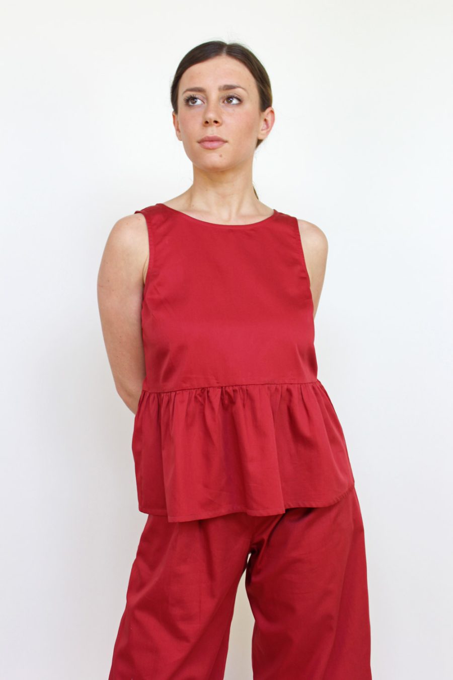Top Serenella in satin di cotone - Image 3