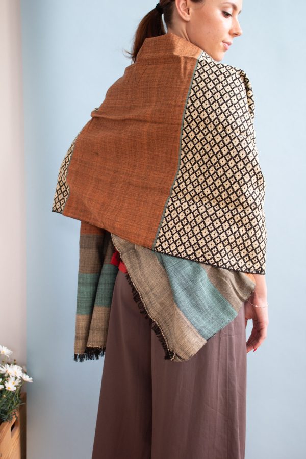 Sciarpa cotone jacquard motivo nido d'ape