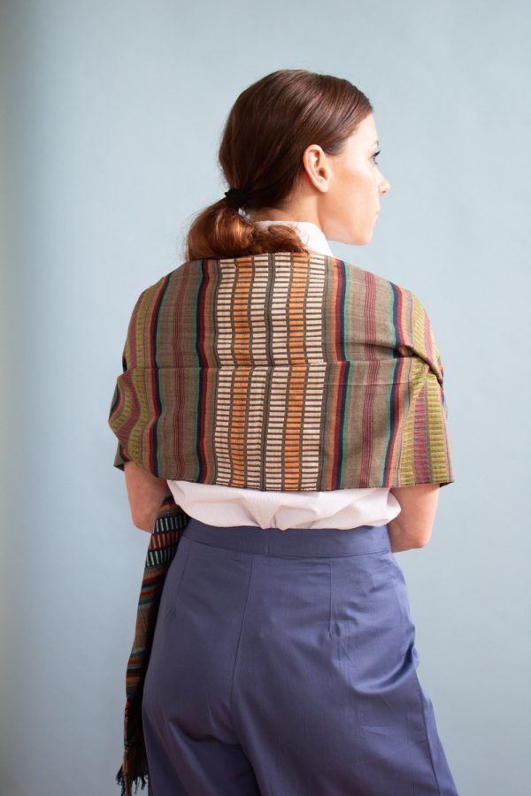 Sciarpa cotone e viscosa jacquard multirighe