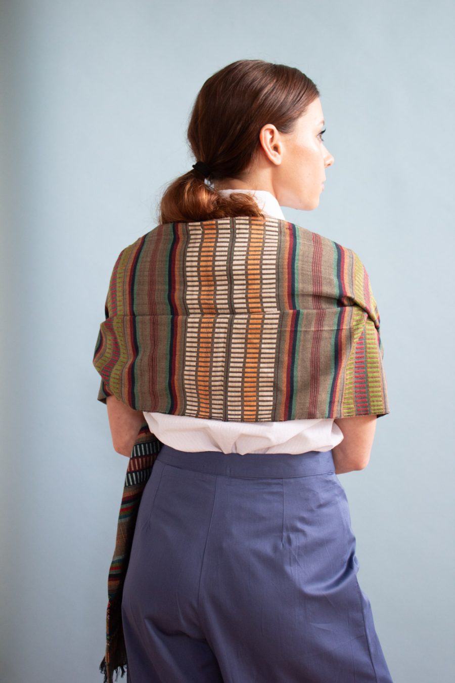 Sciarpa cotone e viscosa jacquard multirighe