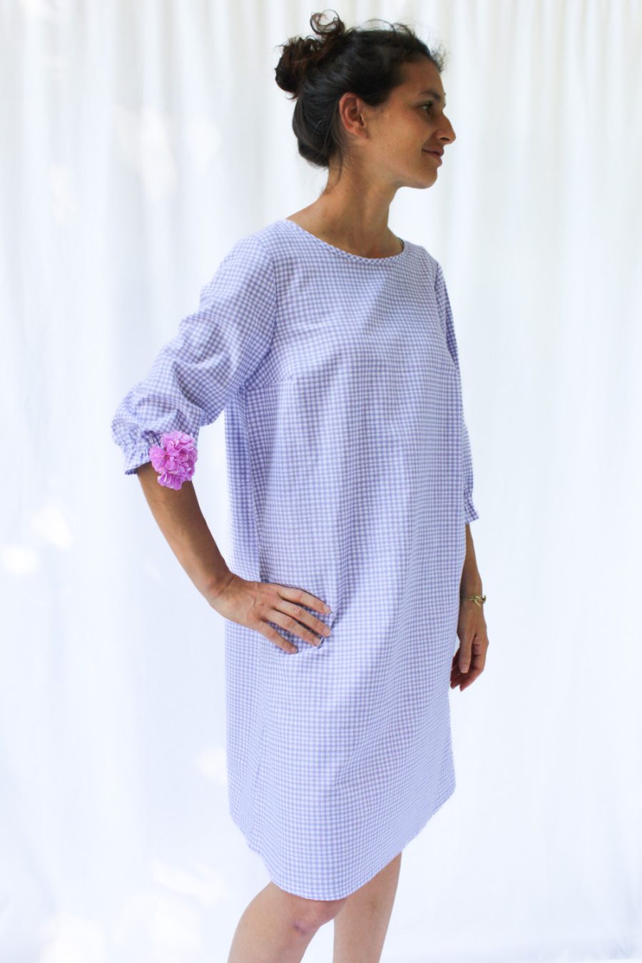 Abito Vichy in cotone stampato - immagine 3