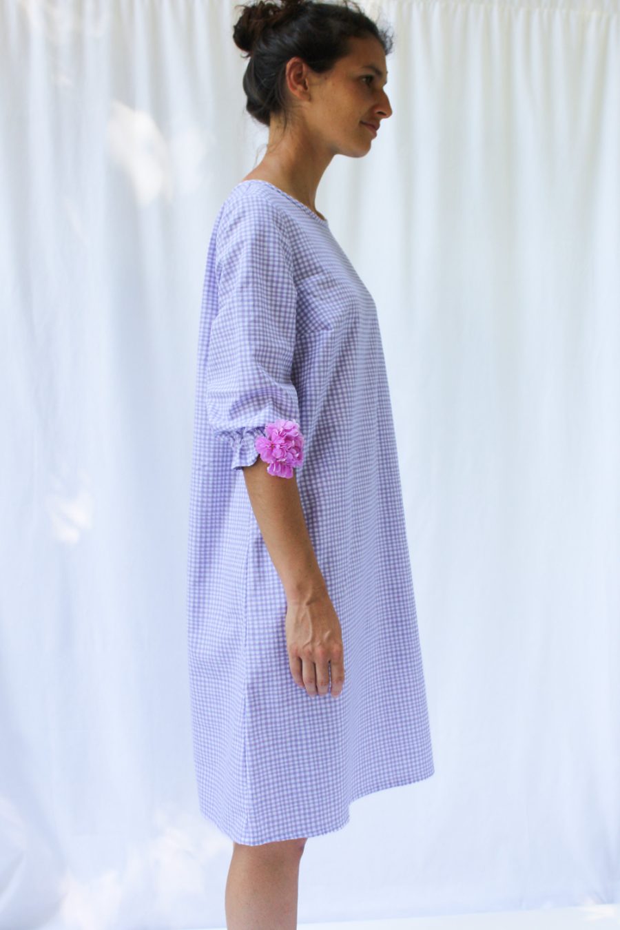 Abito Vichy in cotone stampato - immagine 4