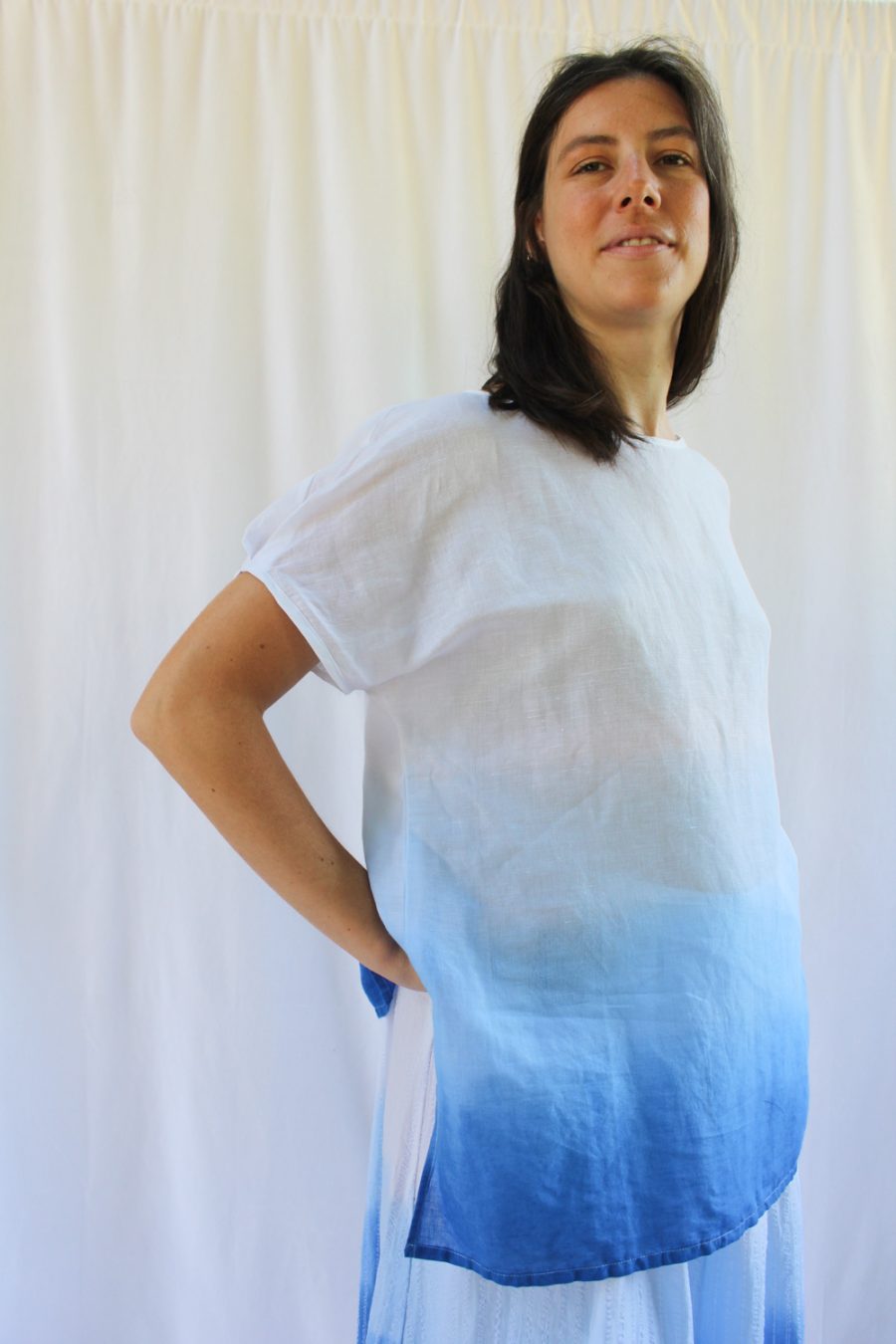 Blusa Lanh in lino e cotone tinto a mano - Image 2