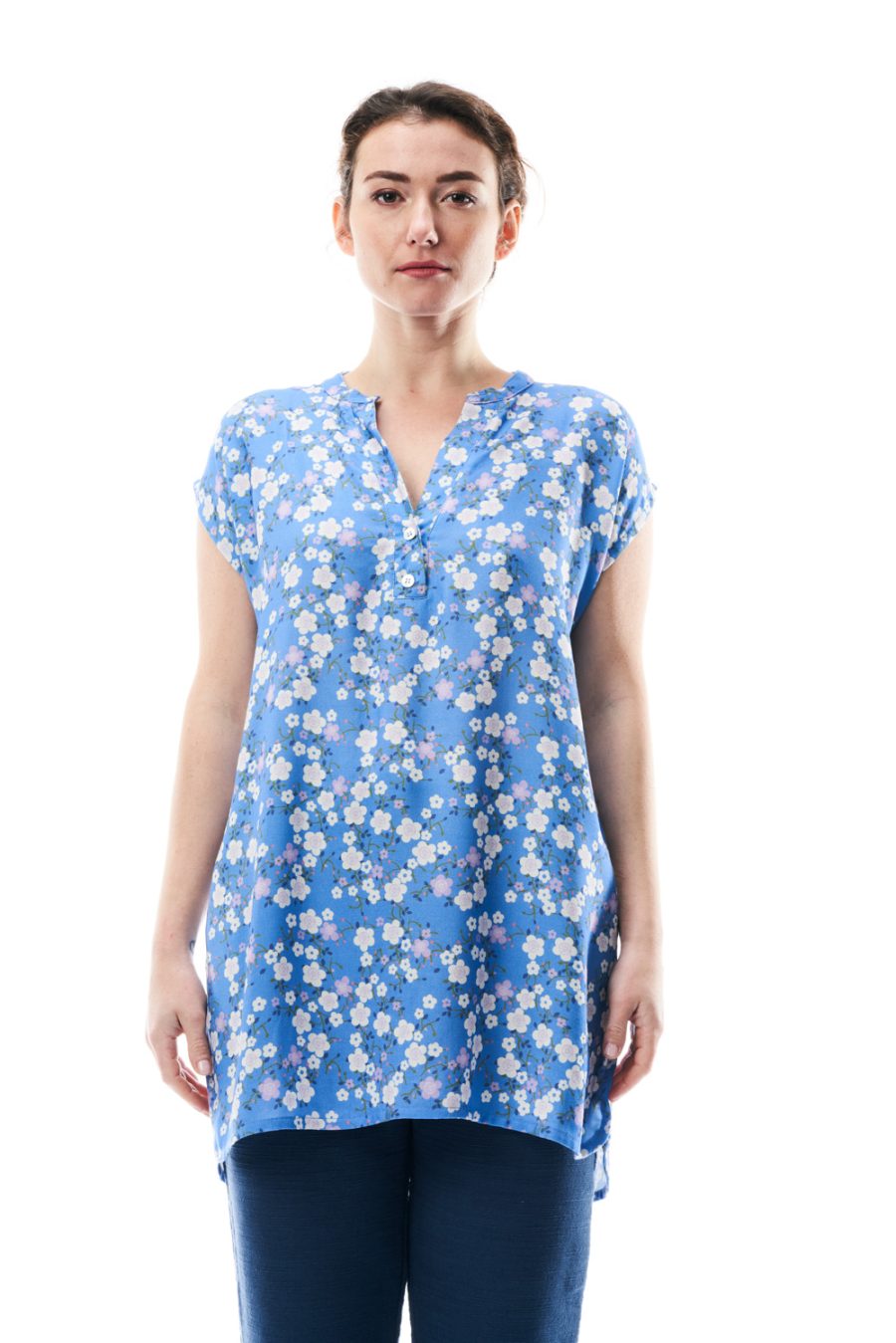 Blusa lunga Aura in viscosa stampata - Image 3