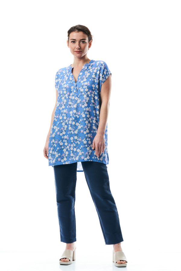 Blusa lunga Aura in viscosa stampata