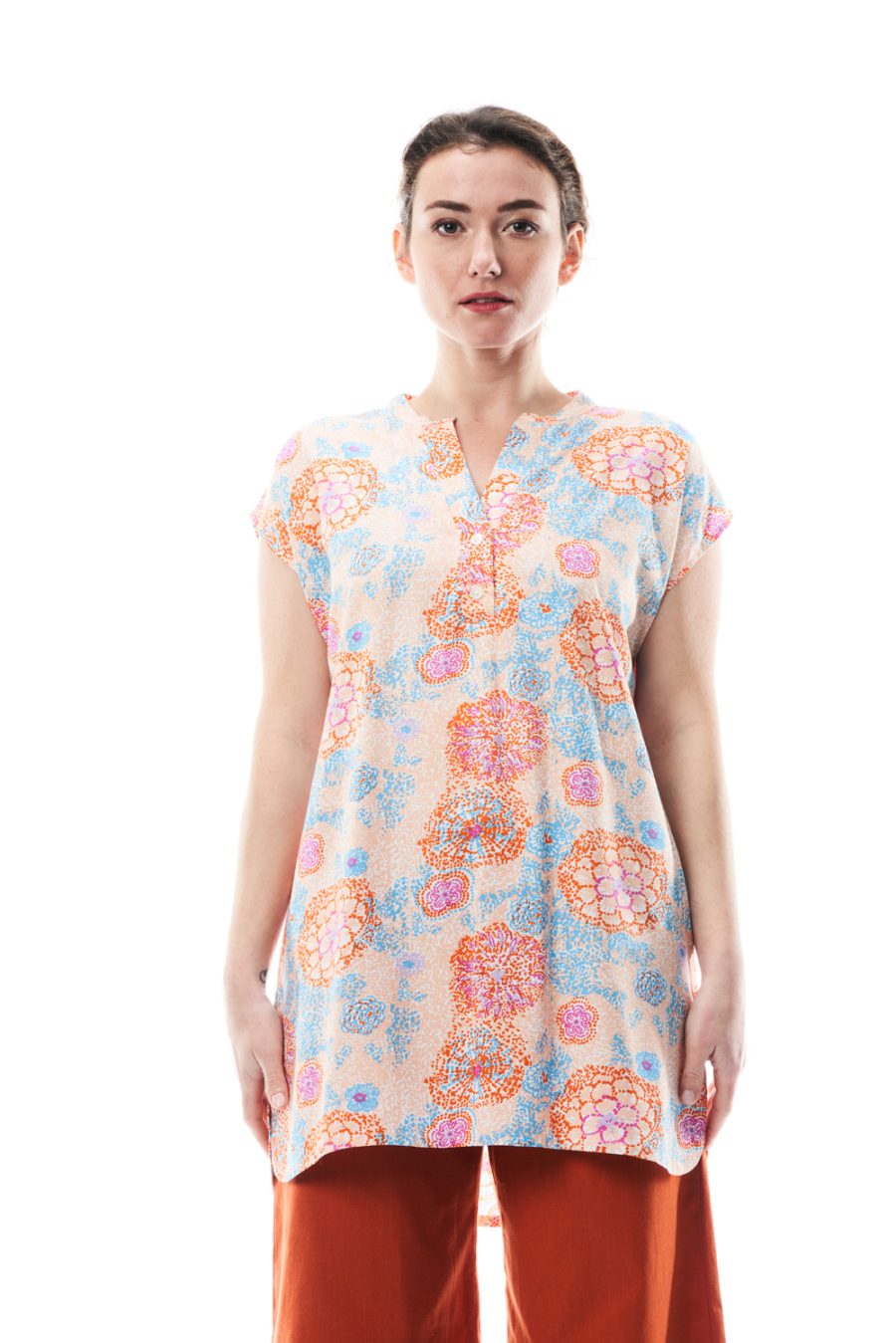 Blusa lunga Aura in viscosa stampata - Image 2
