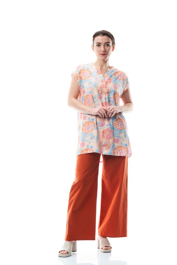 Blusa lunga Aura in viscosa stampata