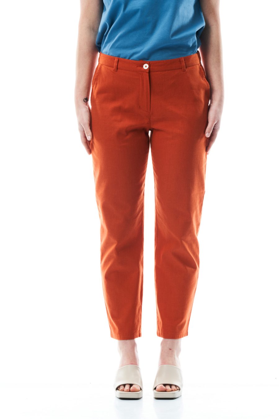 Pantalone Erica in cotone e lino - Image 3