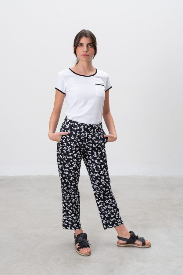 Pantaloni Priyanka in cotone e lyocell stampato