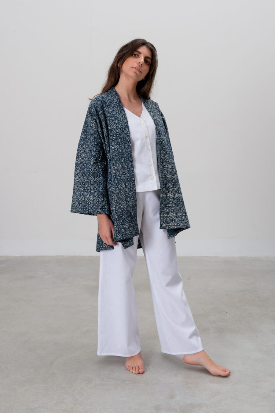 Kimono in cotone stampa block print - Image 3