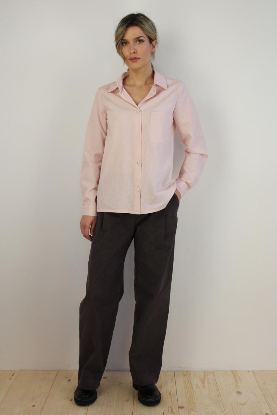 Camicia Lavanda in cotone seersucker - immagine 3