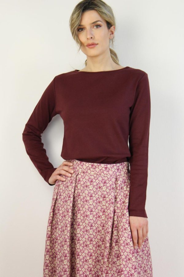 T-shirt Bateau in cotone interlock biologico