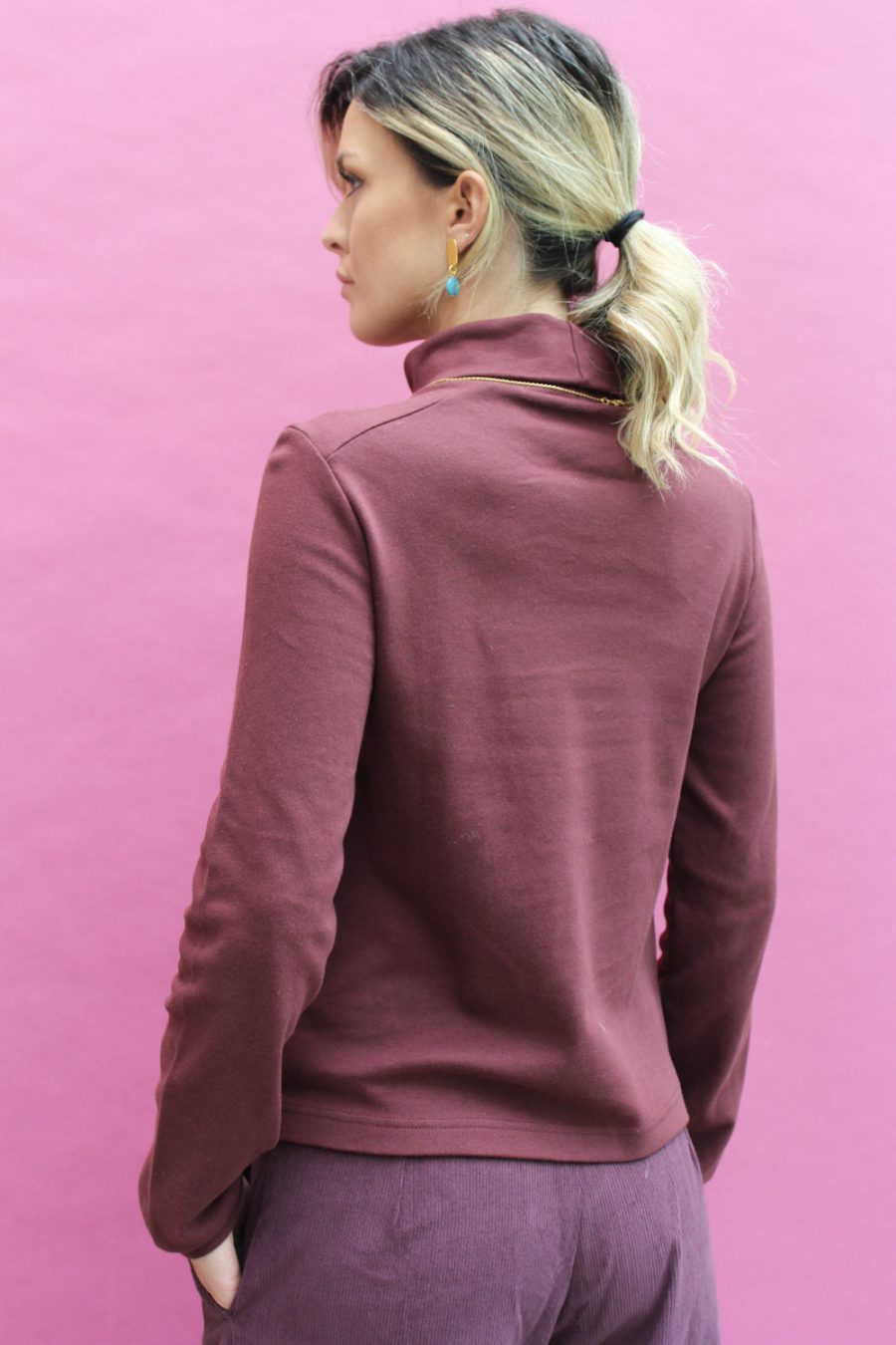 T-shirt lupetto a manica lunga Amelia in cotone interlock biologico - immagine 3