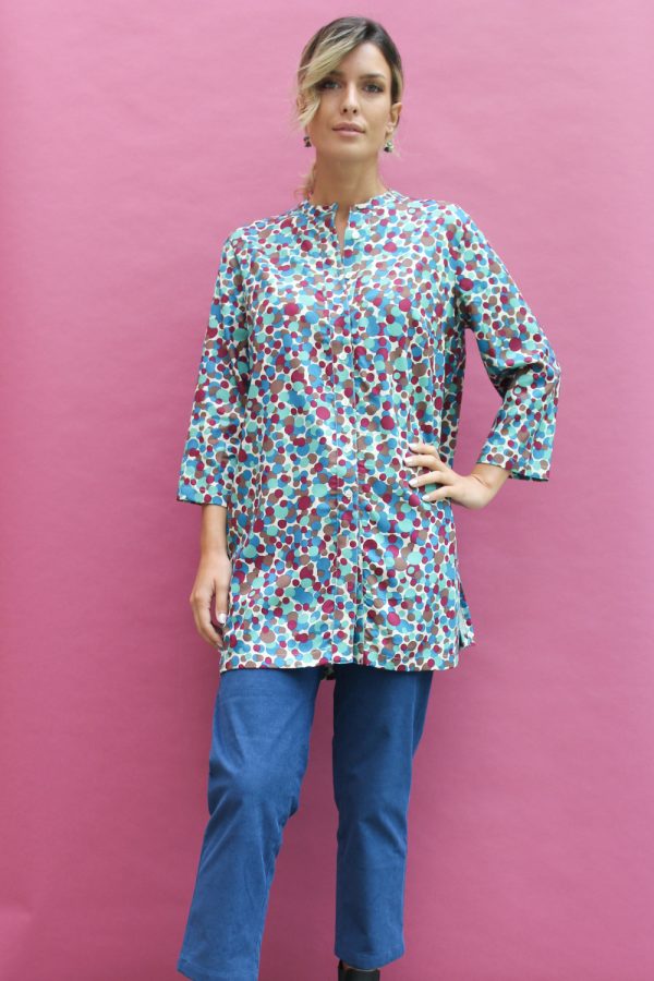 Camicia lunga Camomilla in viscosa stampata