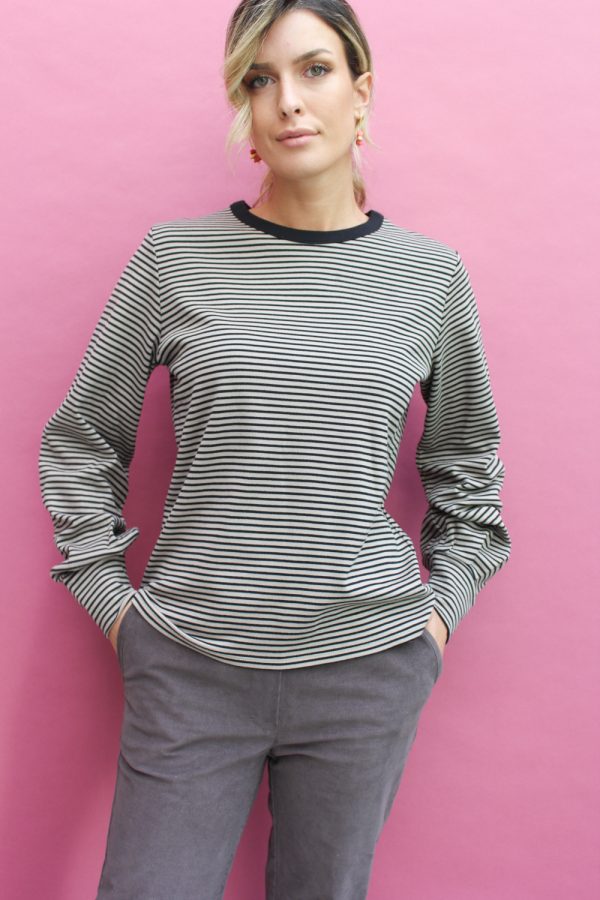 T-shirt a manica lunga Virgo in cotone interlock biologico