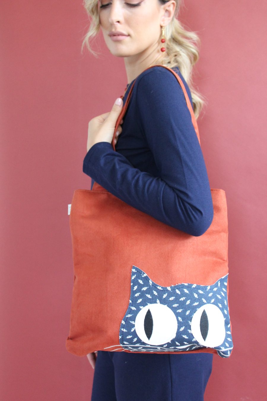 Borsa Shopper media Gatto Tra Le Piume