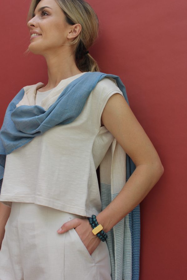 Stola in cotone ricamo Kantha