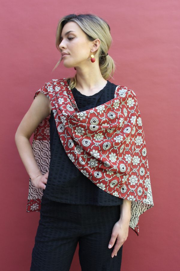 Stola in cotone stampa a mano blockprint disegno Girasole con colori vegetali