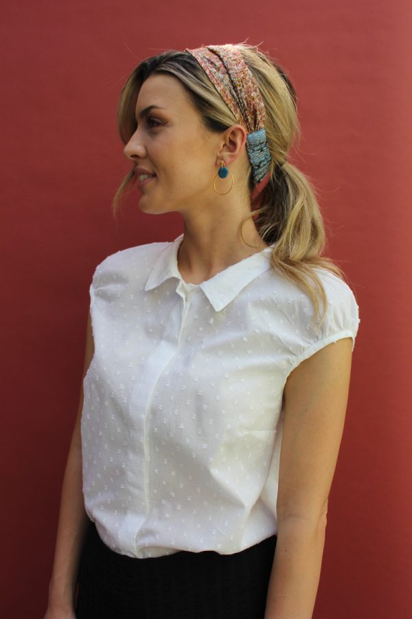 Fascia per capelli in sari riciclato seta ricamo Kantha
