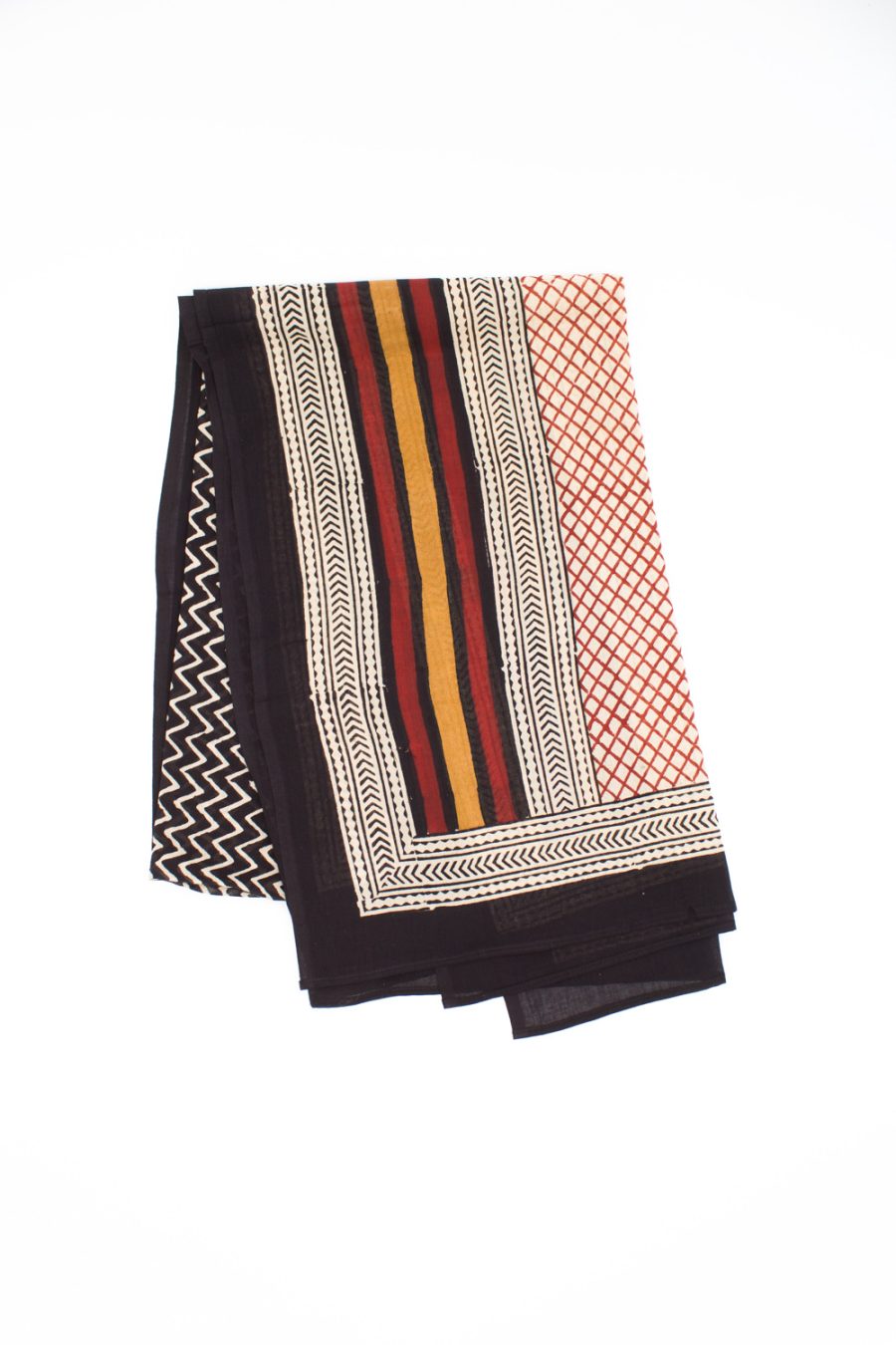 Pareo in cotone stampa a mano blockprint disegno Chevron con colori vegetali - immagine 3
