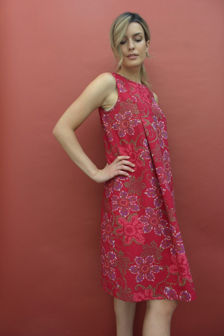 Abito Rita in cotone seersucker stampato
