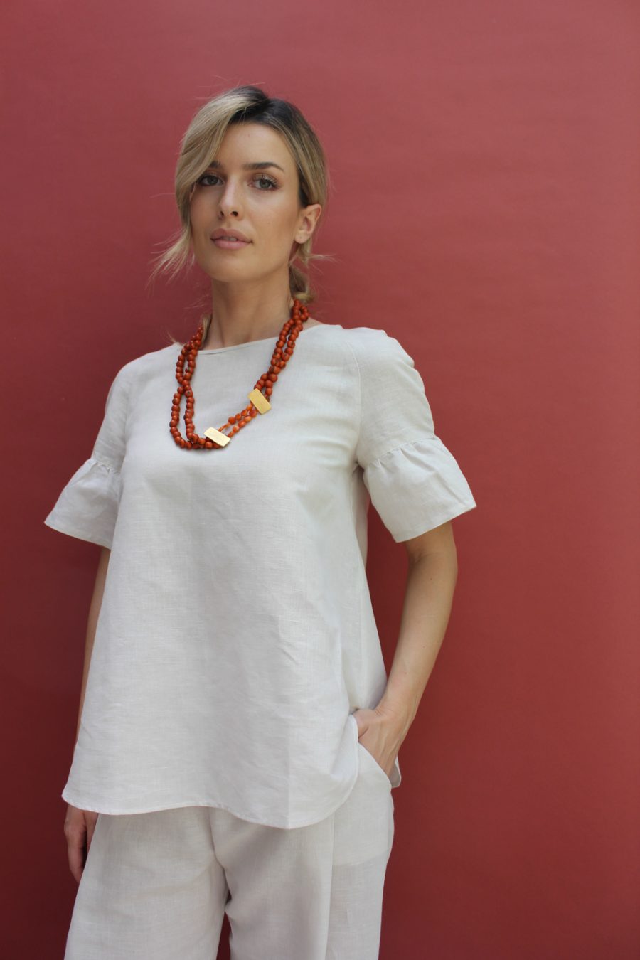 Blusa Bloom in misto lino e cotone - Image 2
