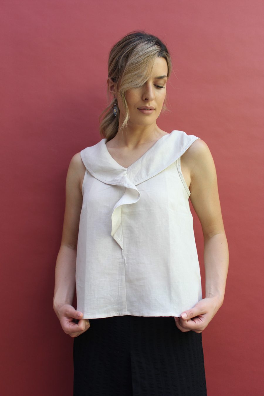 Top Tamara in misto lino e cotone