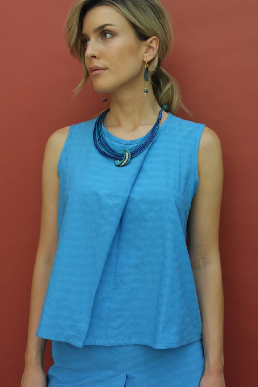 Top Uma in cotone seersucker