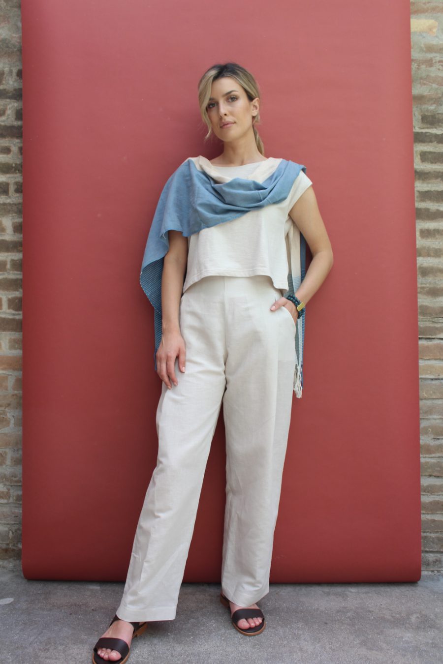 Pantalone Lea in misto lino e cotone