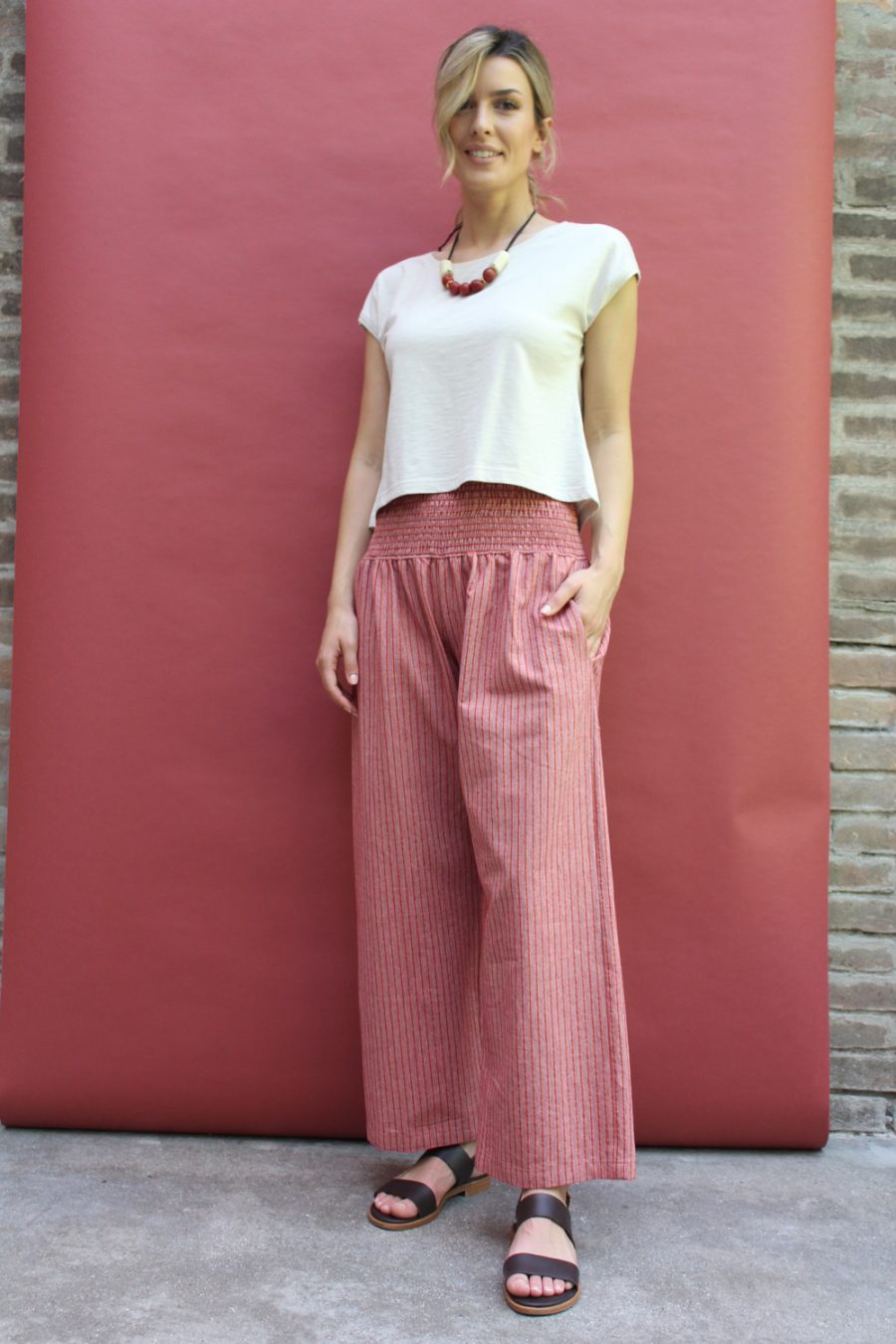 Pantalone Sylvie in cotone a righe - Image 2