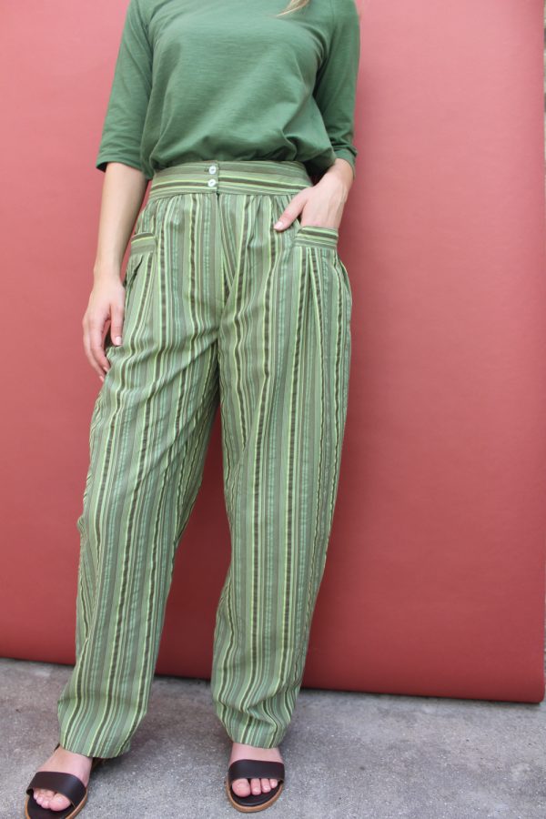 Pantalone Juna in cotone seersucker a righe