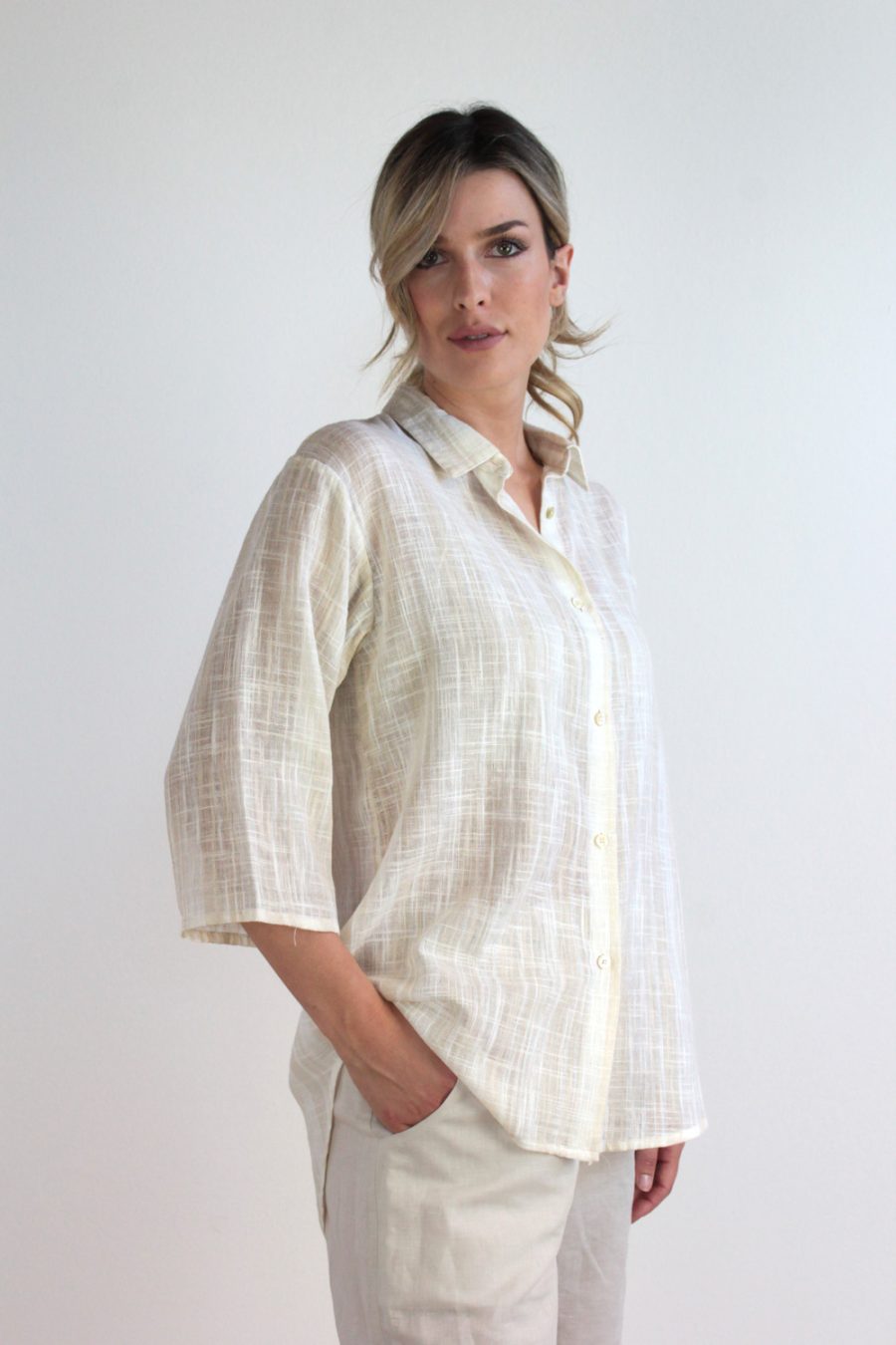 Camicia Luna in cotone garzato a righe - Image 2