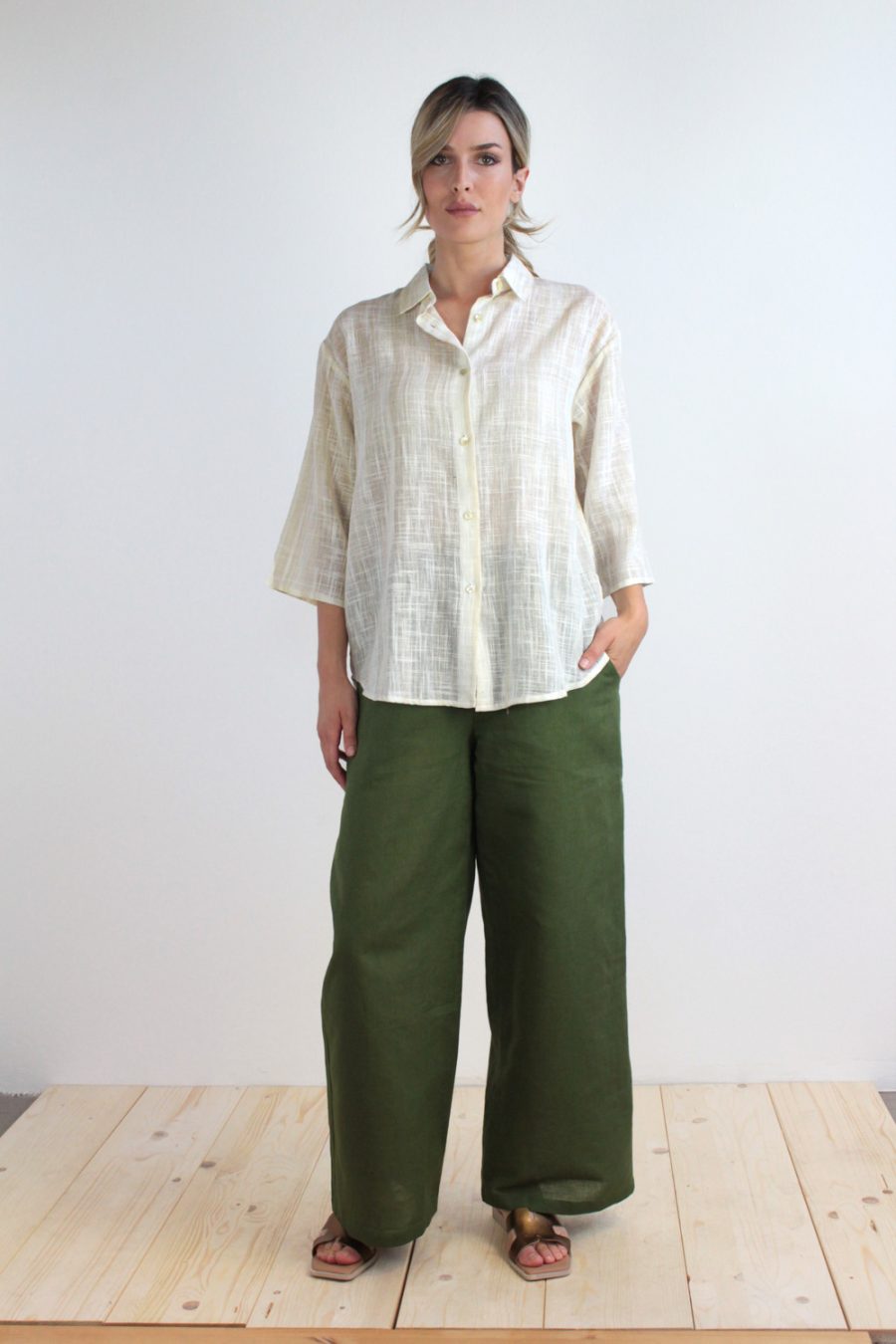 Camicia Luna in cotone garzato a righe - Image 3