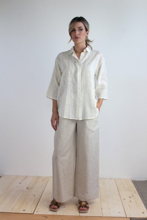 Camicia Luna in cotone garzato a righe