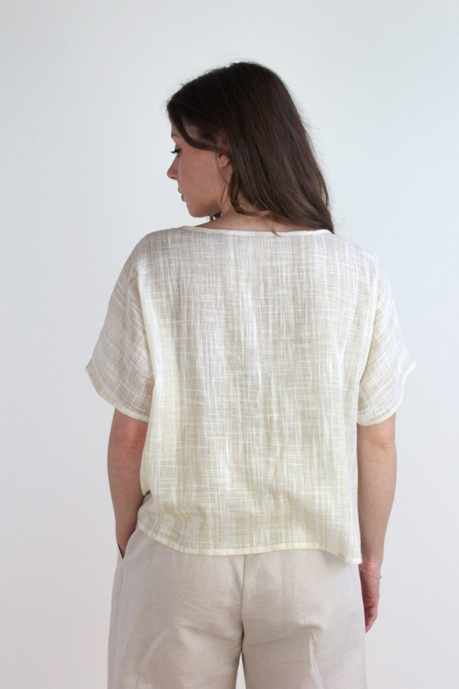 Blusa Amla in cotone garzato a righe - immagine 2