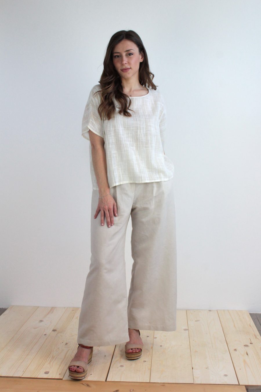 Blusa Amla in cotone garzato a righe - immagine 3