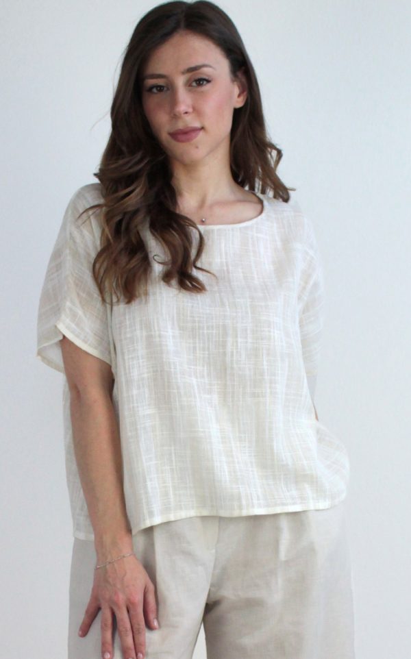 Blusa Amla in cotone garzato a righe