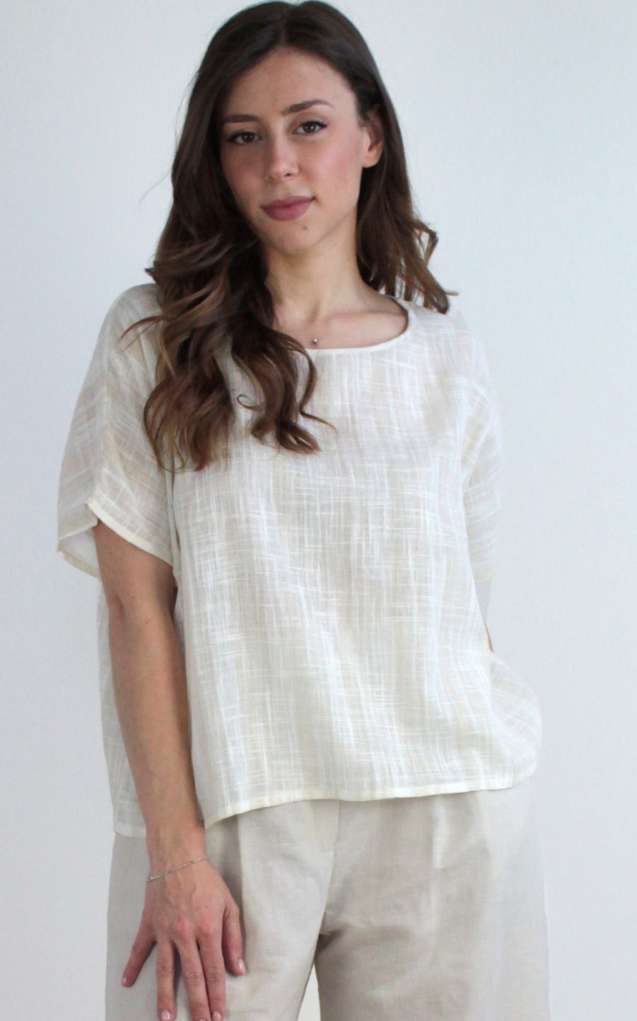 Blusa Amla in cotone garzato a righe