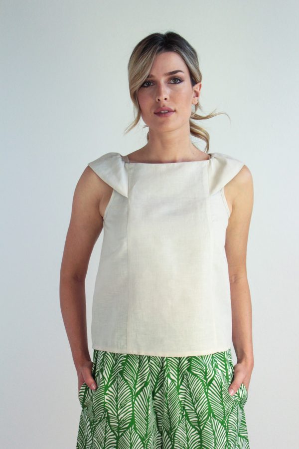 Top Manioca in misto lino e cotone