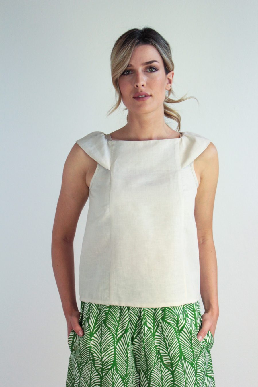 Top Manioca in misto lino e cotone