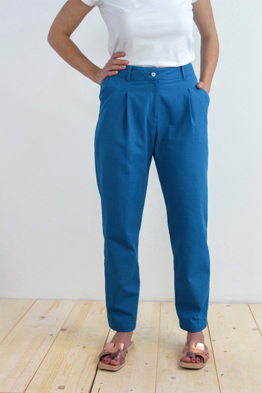 Pantalone Ambretta in cotone seersucker