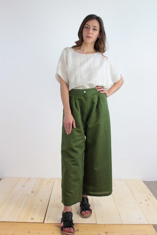 Pantalone Eileen in misto lino e cotone